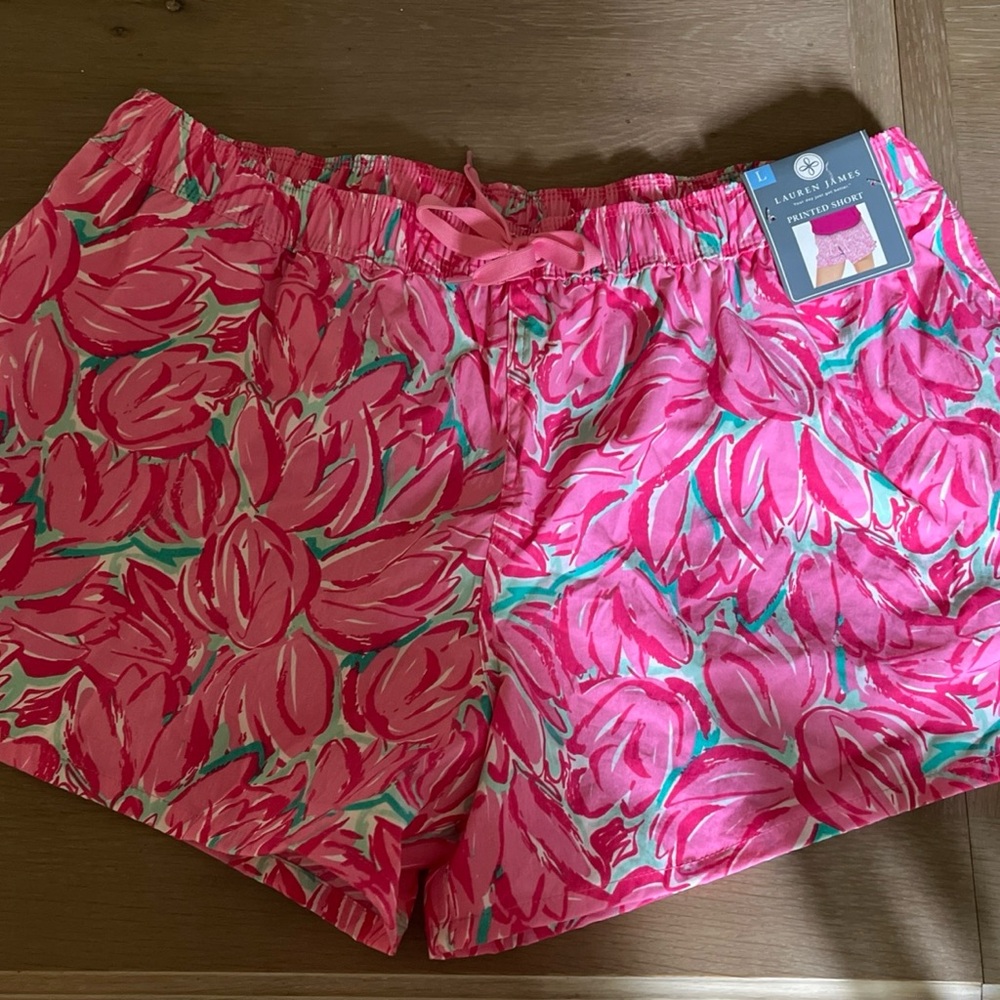 Lauren James Vibrant Pink and Green Women's Athletic Shorts